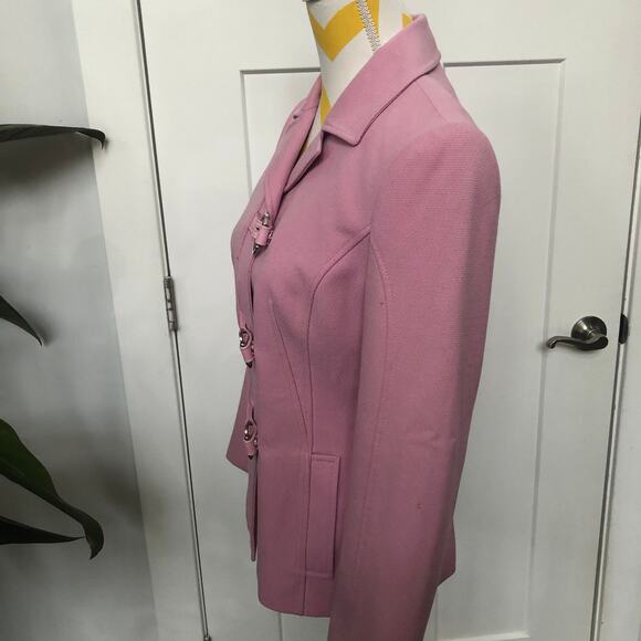 Dolce & Gabbana Pink Jacket Wool Leather Trim Buckles D&G Women 26/ 40 MOTH READ - Picture 3 of 16